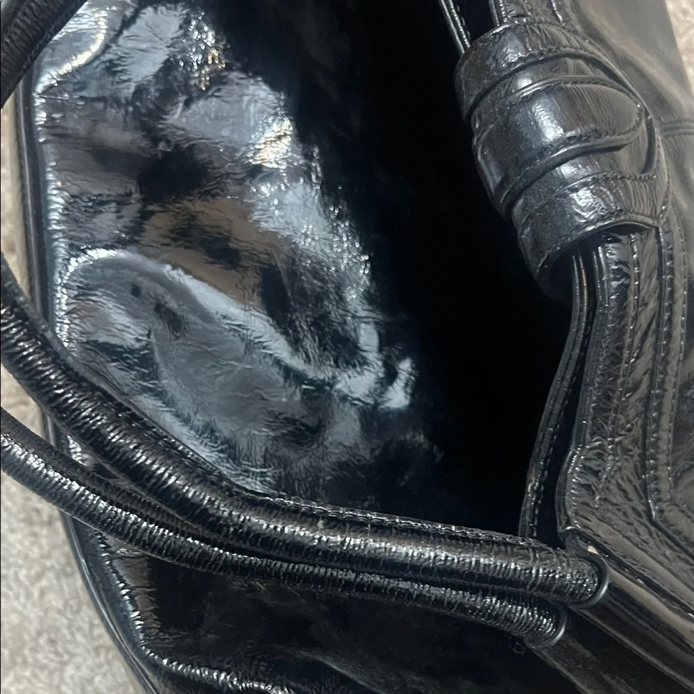 Bookies Black Patent Tote/Shoulder Bag with Two Handles